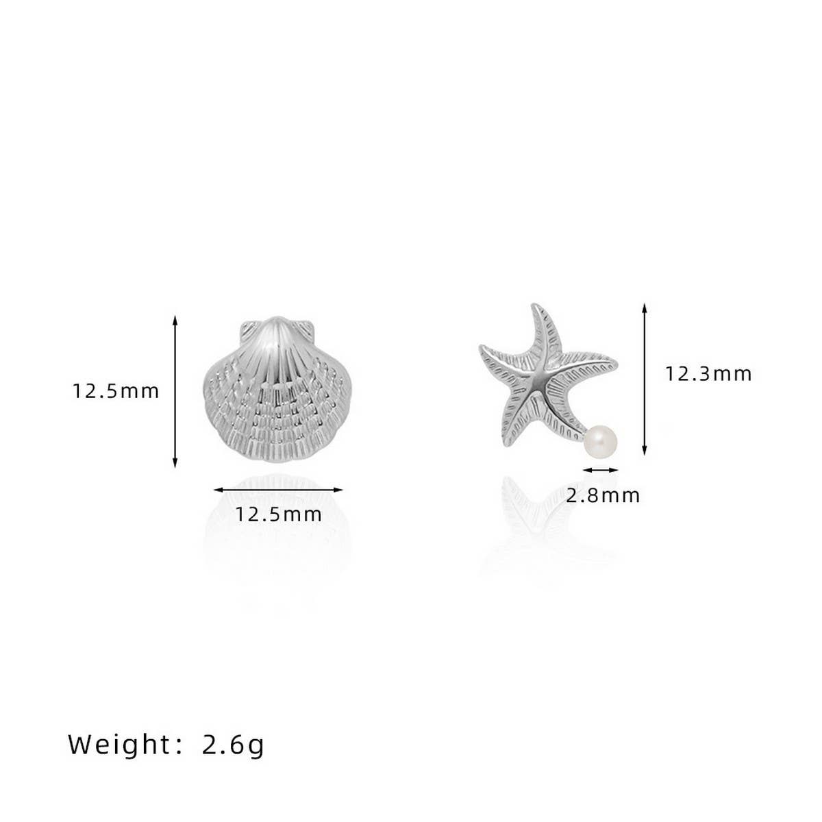 Gold Plated Ocean Star Pearl Asymmetric Earrings