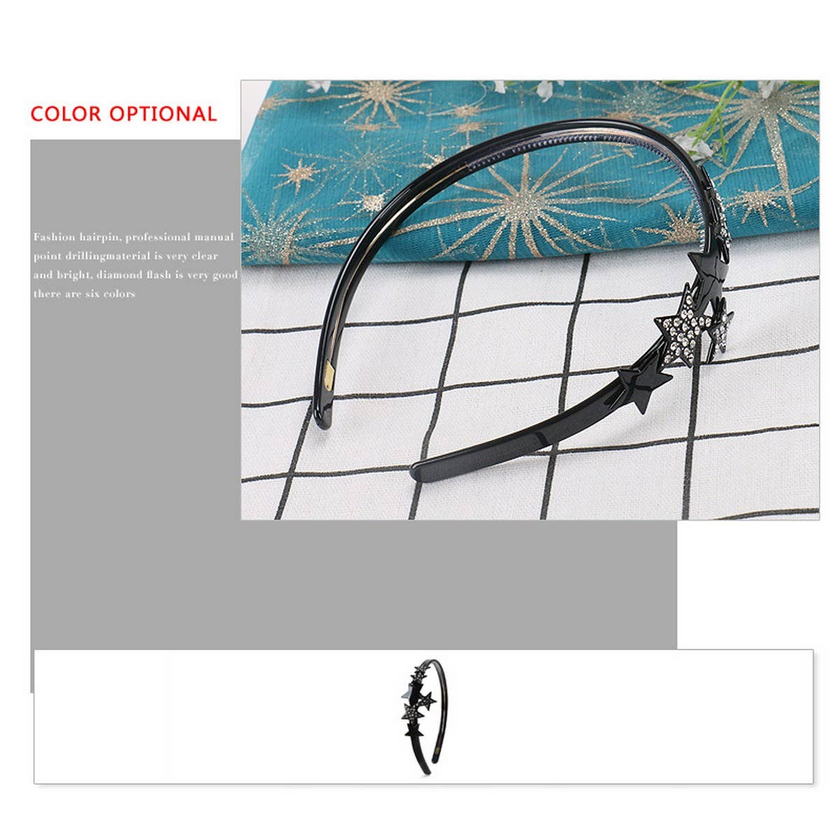 ACETATE FIVE-POINTED STAR DIAMOND HEADBAND_CWAHA4357