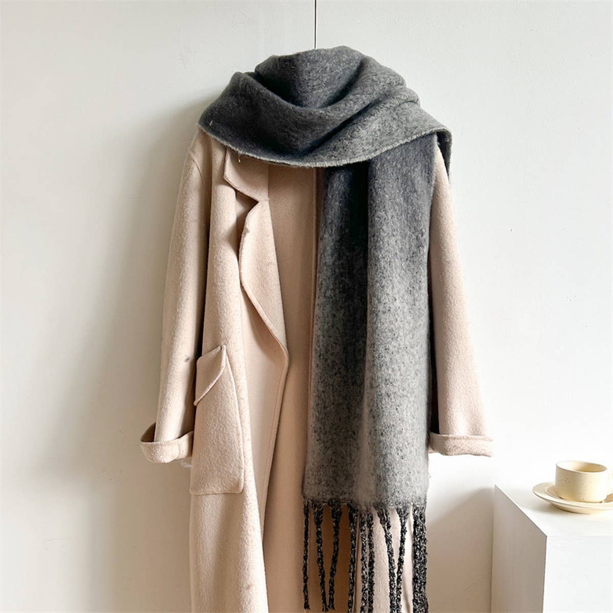 Thick Ombre Scarf Cashmere Touch Winter Shawl