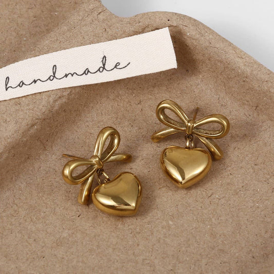 WOMEN'S STAINLESS STEEL HEART PENDANT EARRINGS