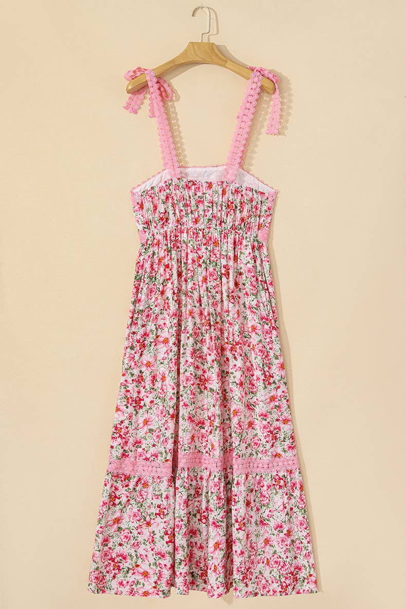 Sweet-style floral printed patchwork long dress