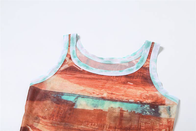 Fashion Sexy Slim Fit Crop Top with Print