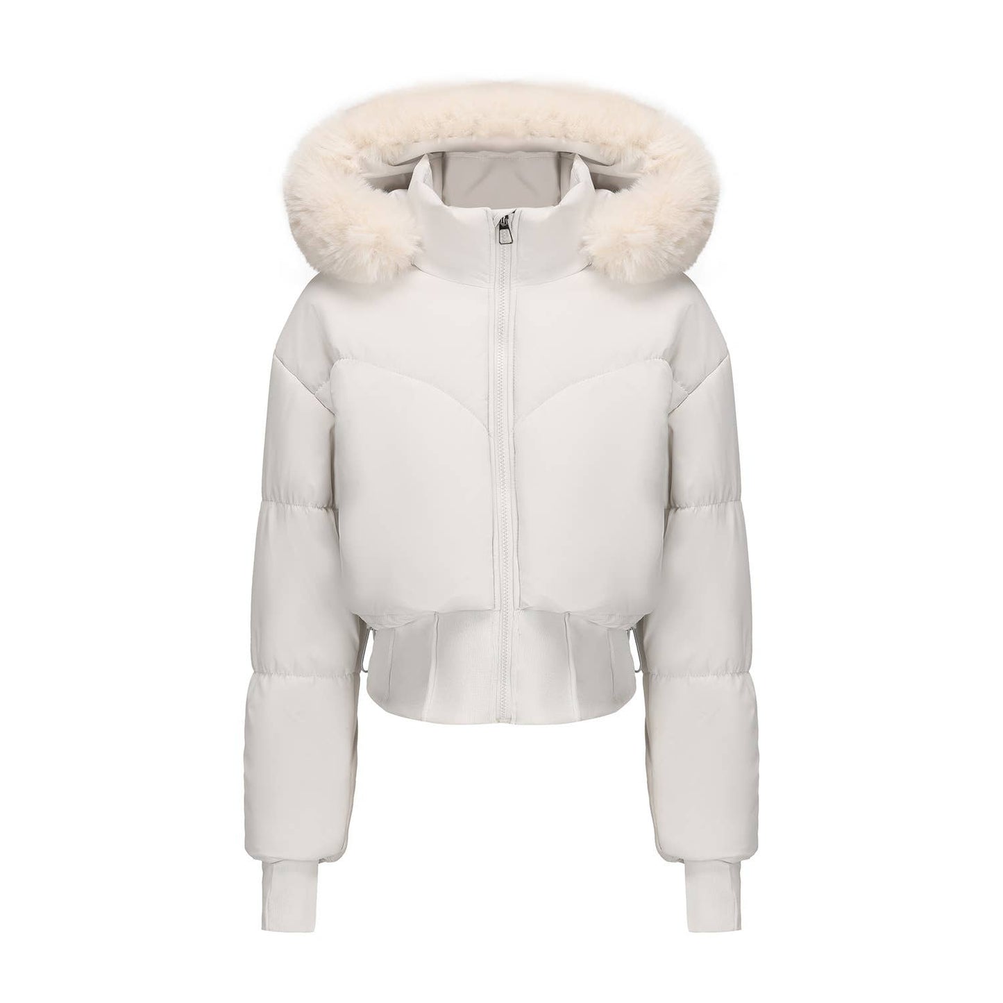 Thick cotton-padded jacket with a cinched waist
