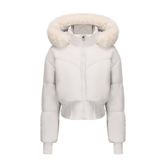 Thick cotton-padded jacket with a cinched waist