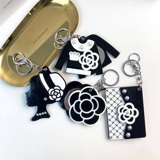 Seashell Slide Mirror Keychain Cute Acrylic Charm