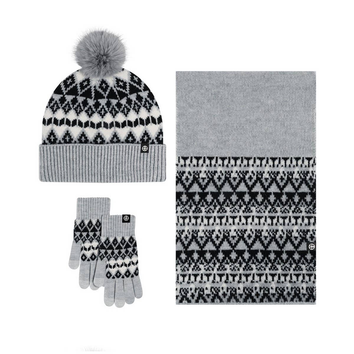 WINTER WARM JACQUARD KNITTED HAT 3-PIECE SET