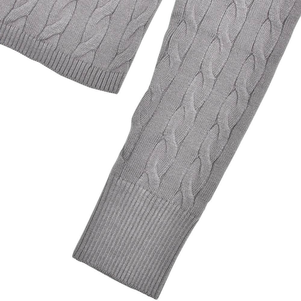 Fashionable semi-high neck zipper knit cardigan