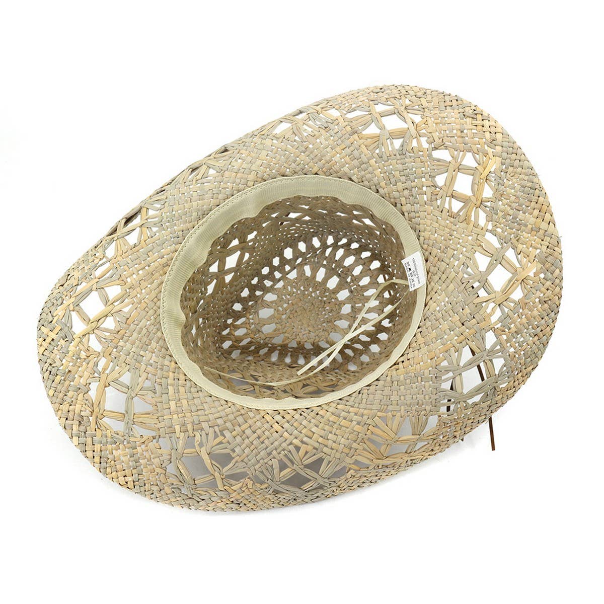 Beaded Rope Handmade Seagrass Cowboy Sun Hat_CWAH1251