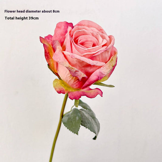 Burnt Edge Rose Bouquet Artificial Flower Decor＿CWMM6478