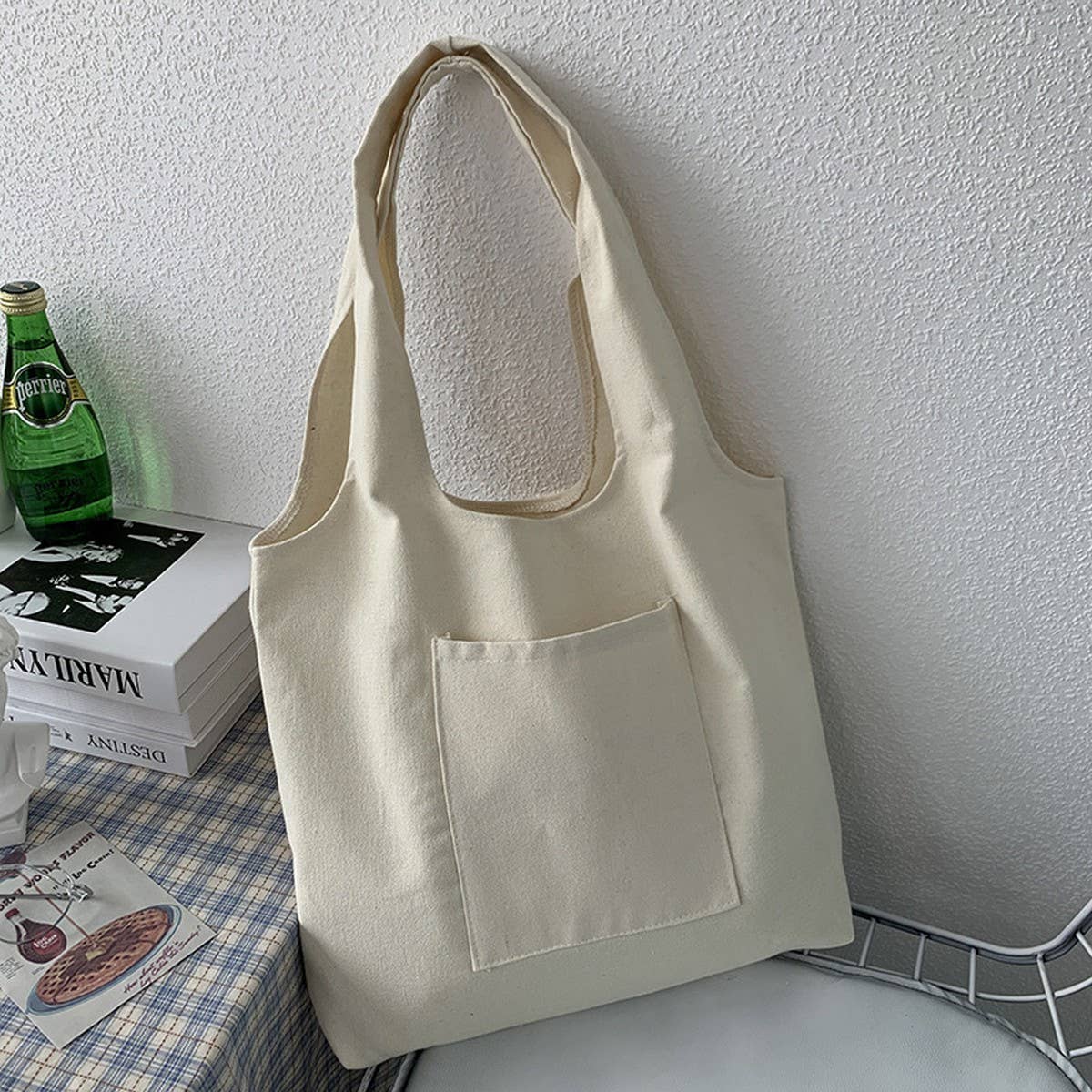 SOLID COLOR LITERARY BLANK HAND-PAINTED CANVASBAG_CWAB2131