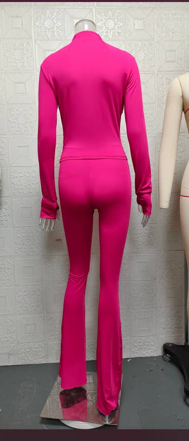Tight long-sleeved bell bottoms two-piece set