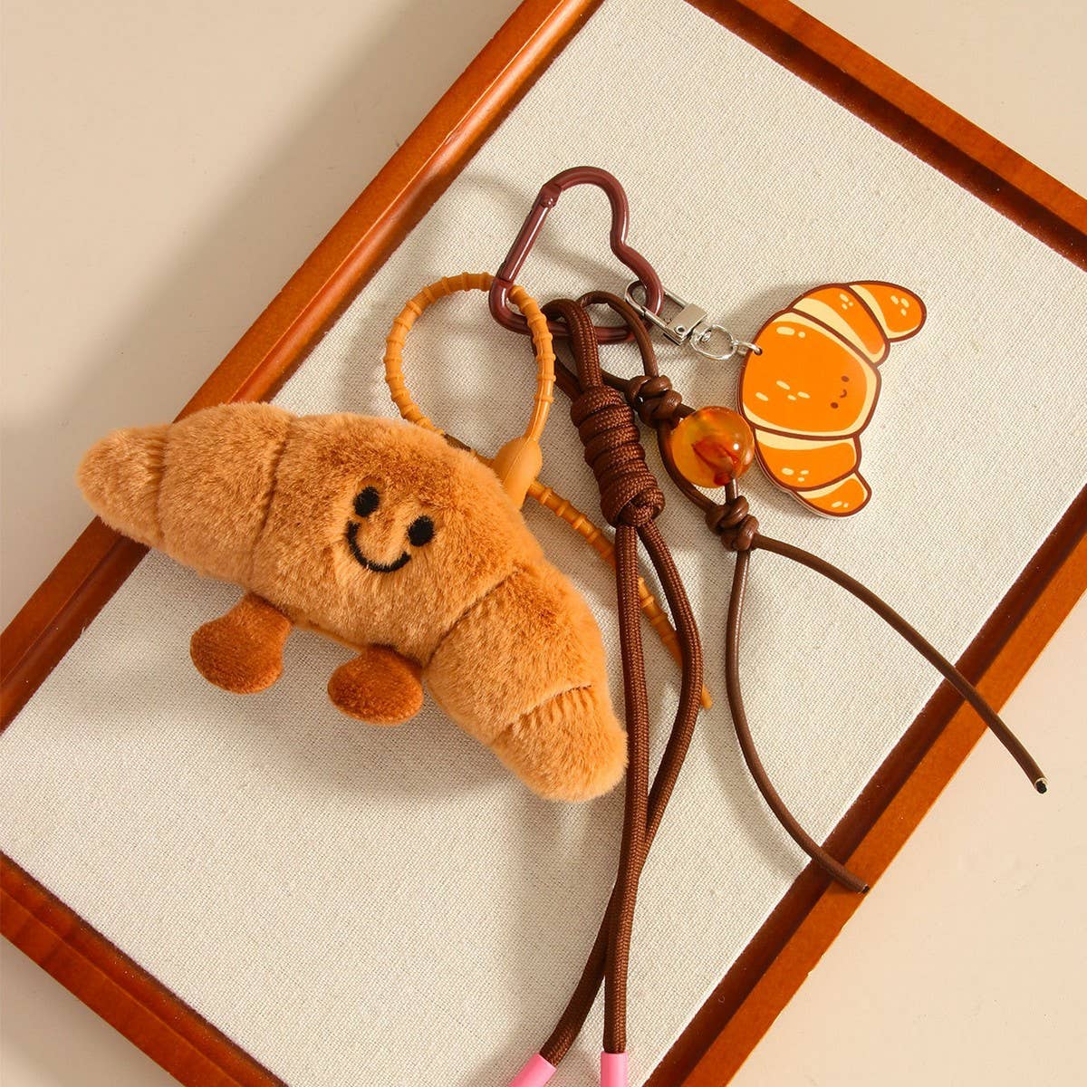 Creative Plush Baguette & Croissant Keychain Charm