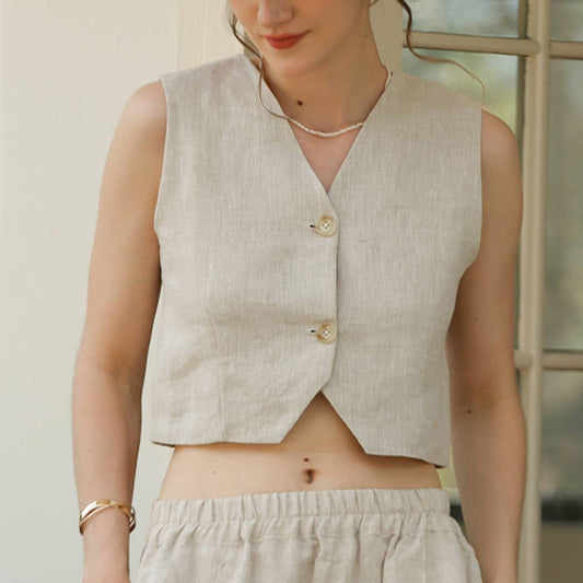 LINEN VEST TOP CARDIGAN