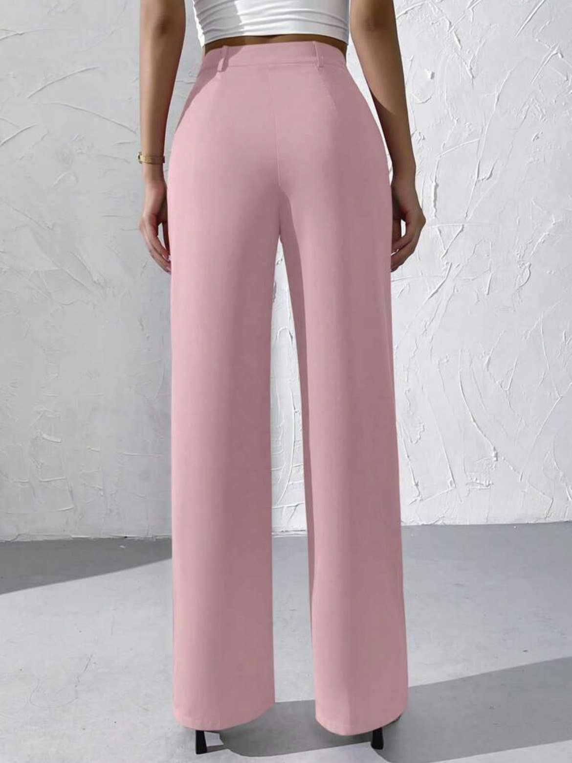 Elegant solid color dangling wide-leg suit pants