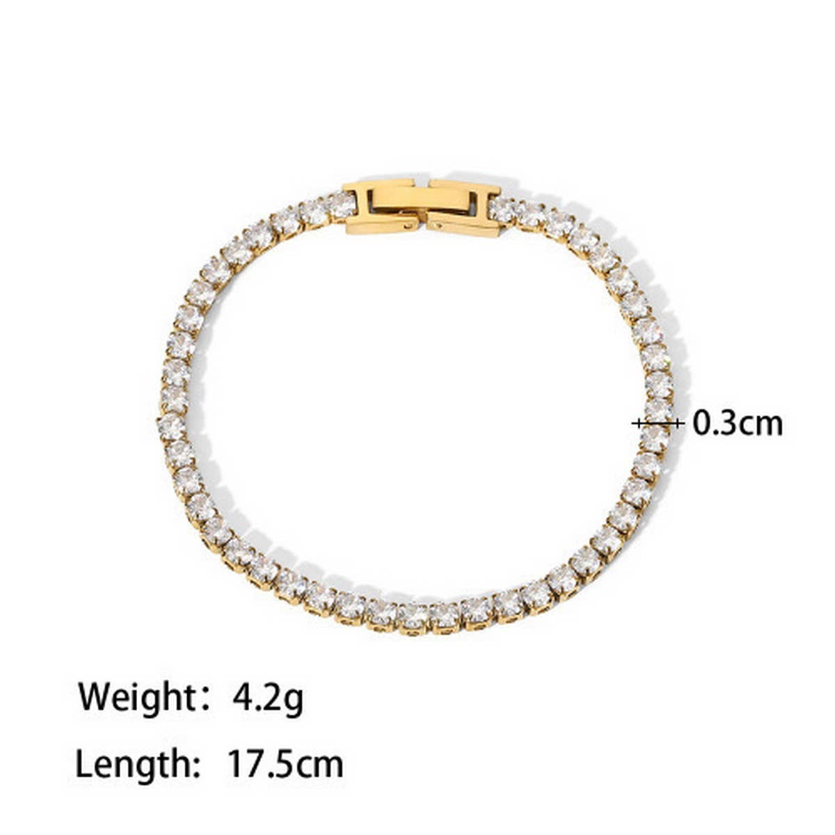 Zircon & Pearl Chain Bracelet in Stainless Steel_CWAJE4658