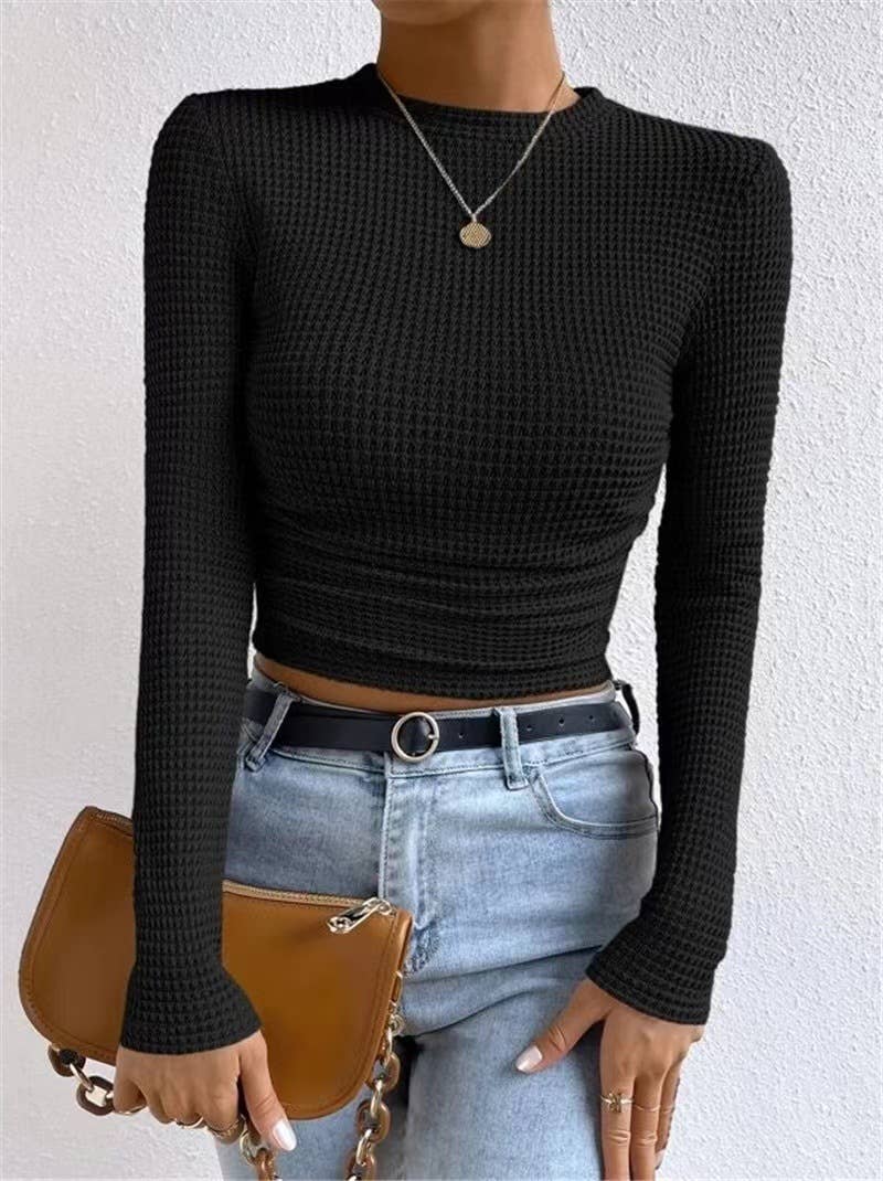 SEXY SLIM-FIT LONG-SLEEVED ROUND NECK T-SHIRT