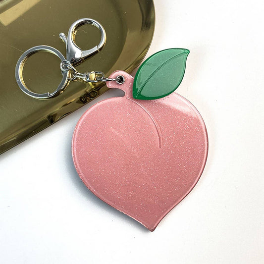 Creative Peach Mirror with Keychain, Portable Cute