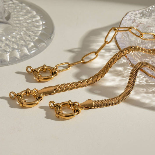 Fashion 18K Gold Steel Paperclip Heart Bracelet_CWAJE4888