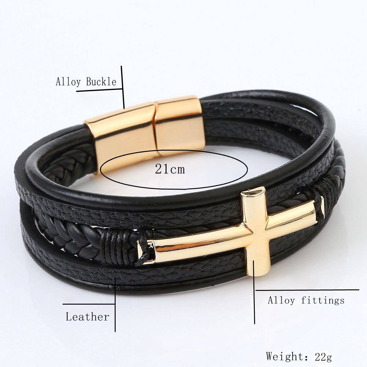 NEW LEATHER HANDWOVEN GOLD MAGNET BUCKLE BRACELET