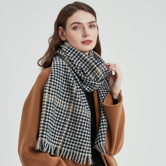 RETRO PLAID HOUNDSTOOTH WARM SCARF_CWASC0146