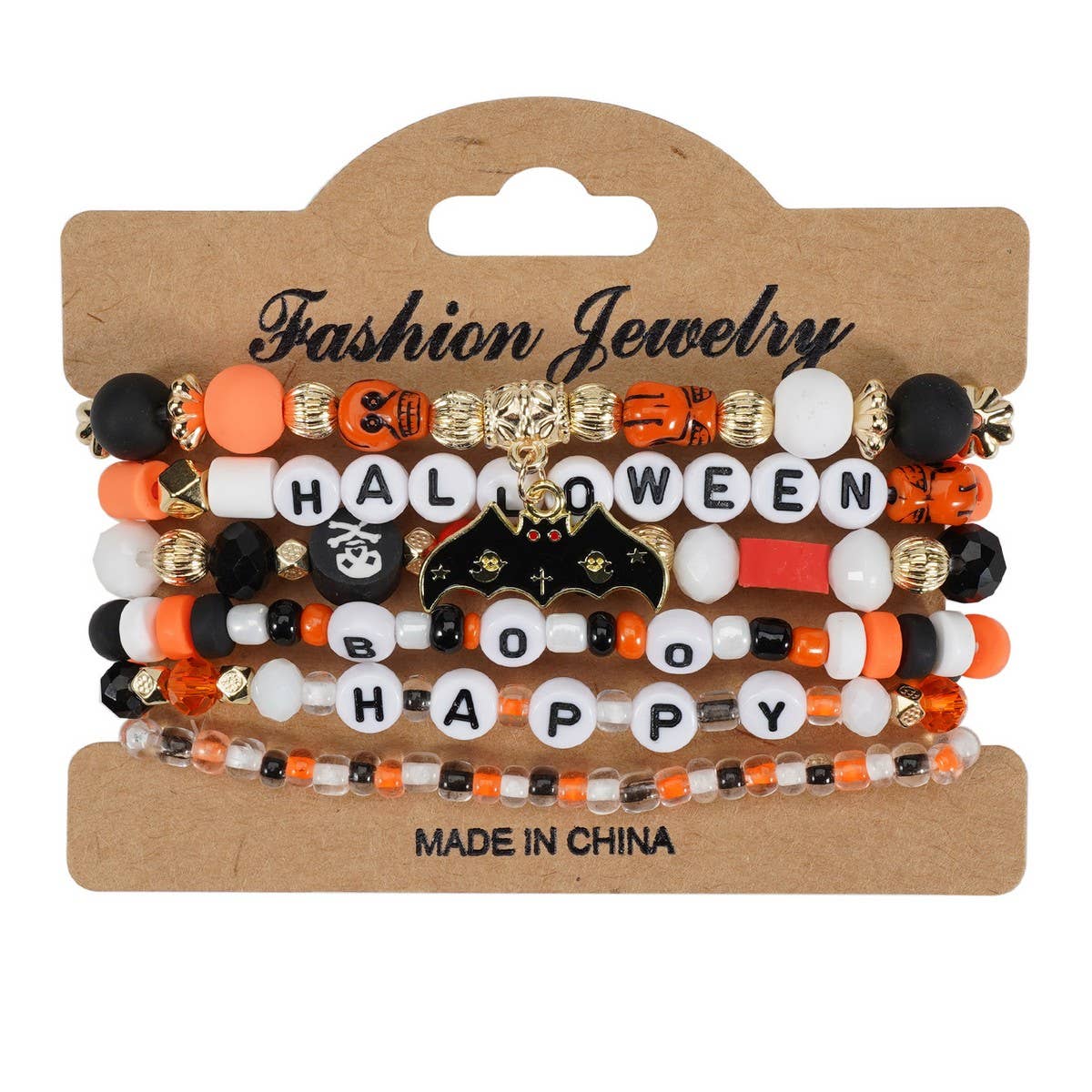 CWMM10458_HALLOWEEN CRYSTAL CLAY BEADED CHARM BRACELET