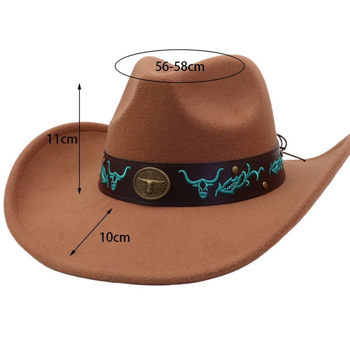 Western Ethnic  Felt Cowboy Fedora Hat_CWAH04449