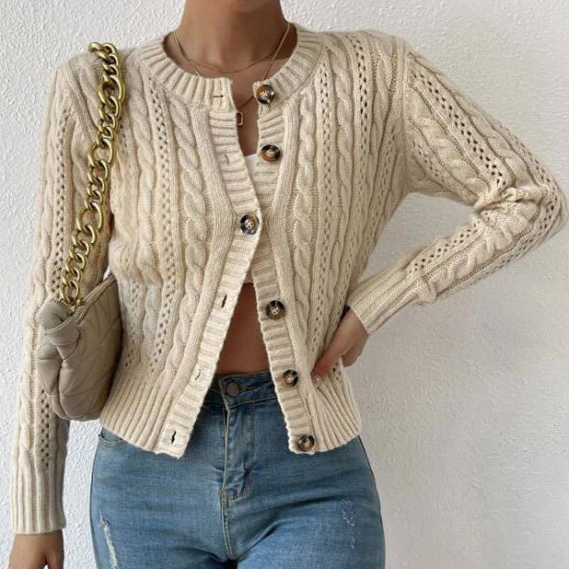 ROUND NECK SLOUCHY TWIST LONG SLEEVE CARDIGAN