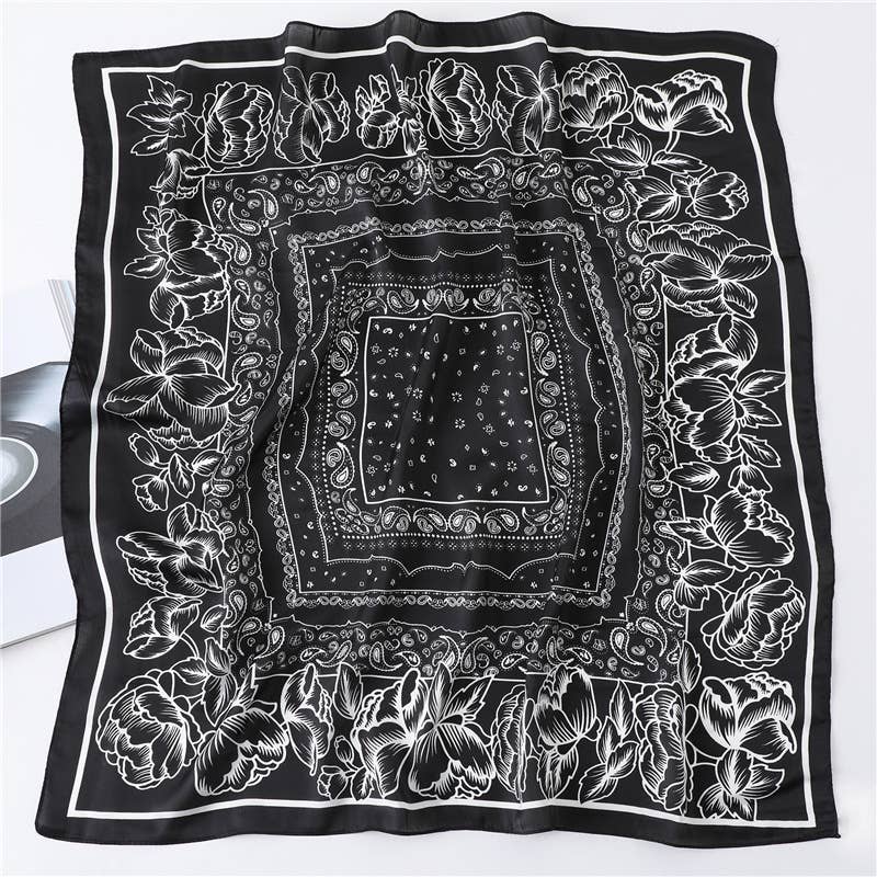 27in Paisley Lace Print Satin Square Scarf Women_CWASC1435