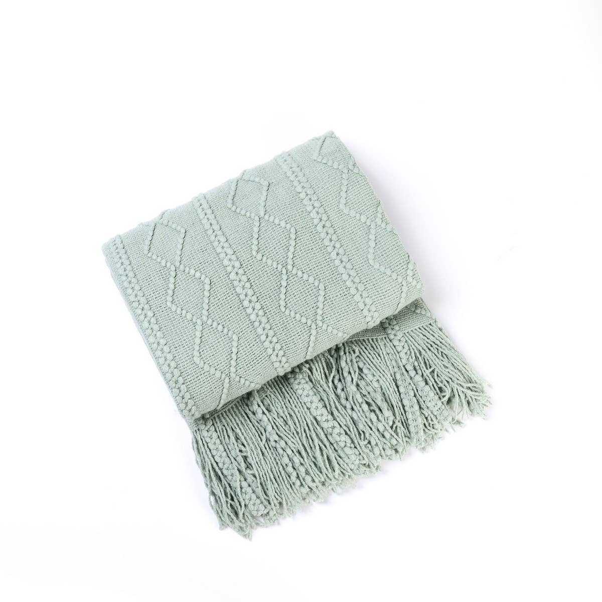 KNITTED WARM BLANKET WITH TASSELS