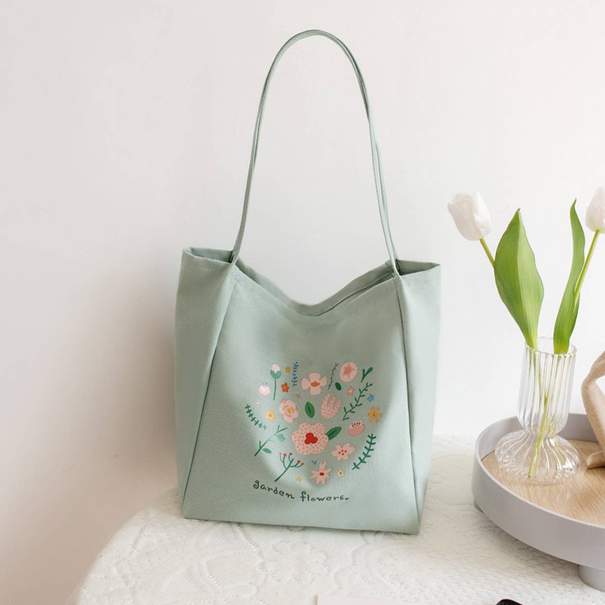 Floral Canvas Tote Bag for Women, Large Capacity_CWAB5621
