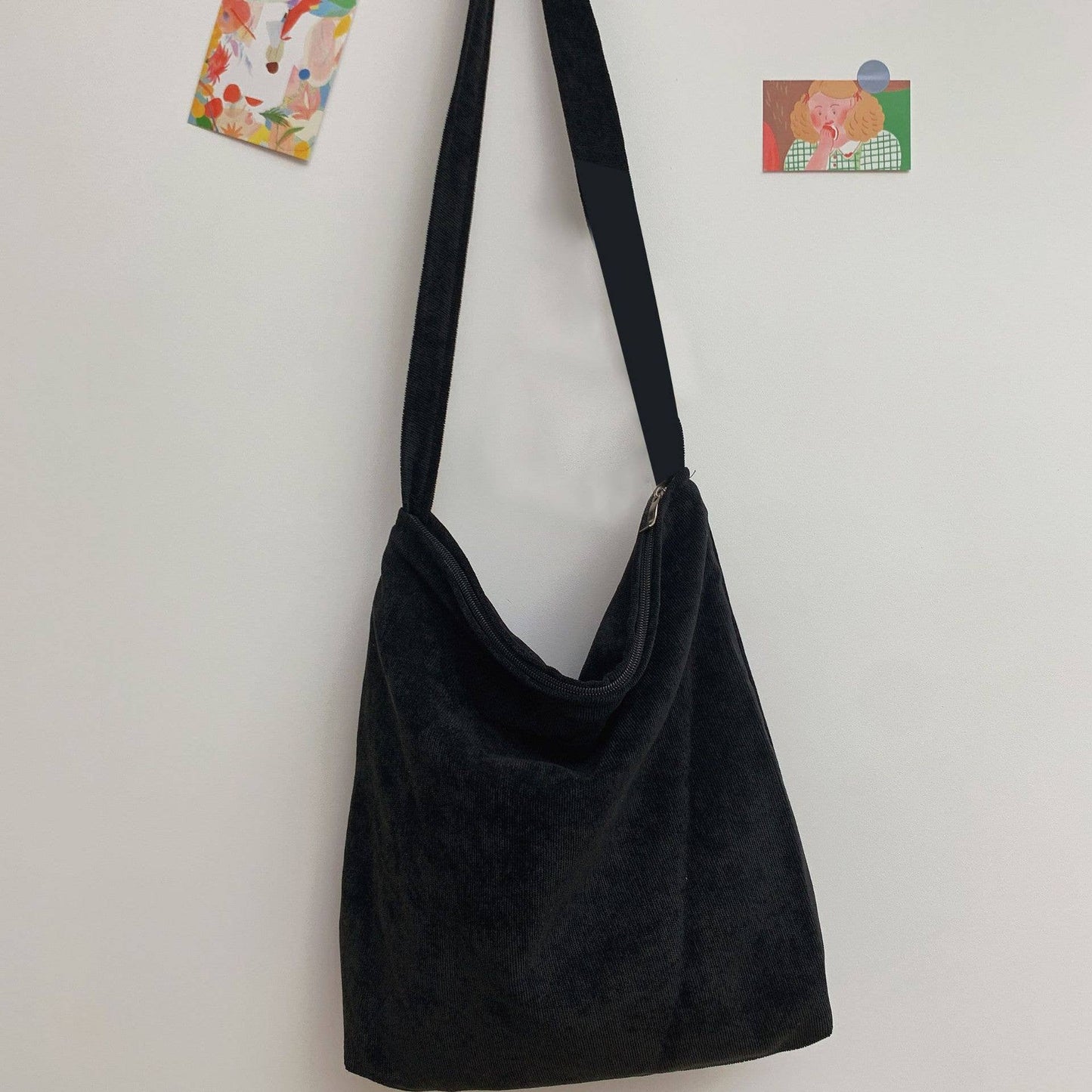 Retro corduroy laid-back single-shoulder bag