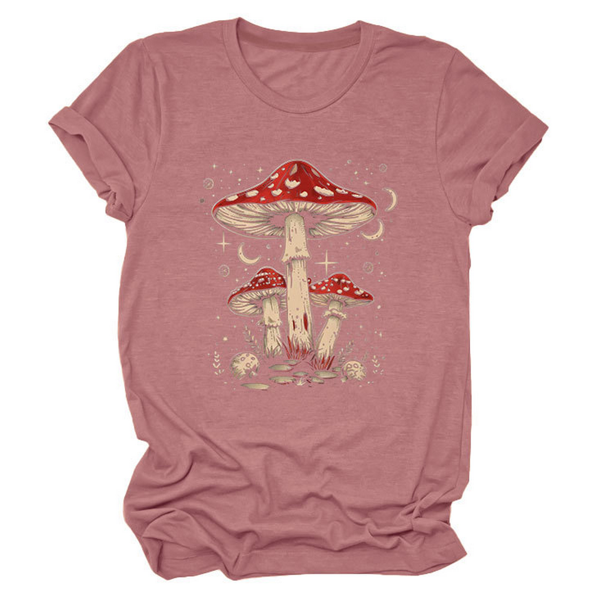 Playful Red Mushroom Print Women's Base Tee_CWTTS1510