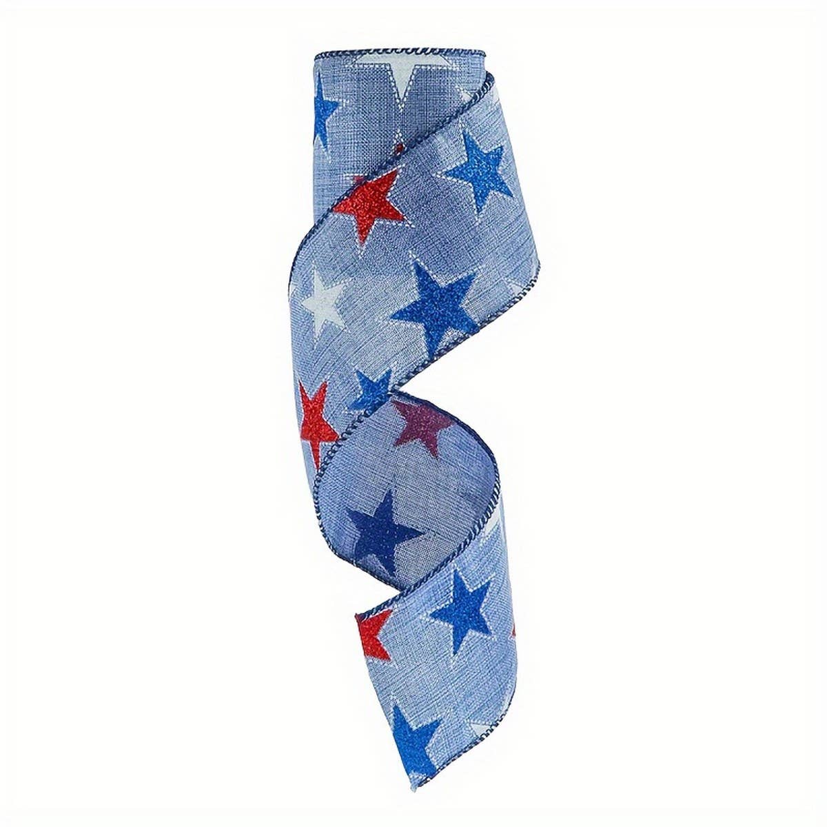 CWMM10214_4TH OF JULY RIBBON 5 YARDS USA FLAG RED WHITE BLUE