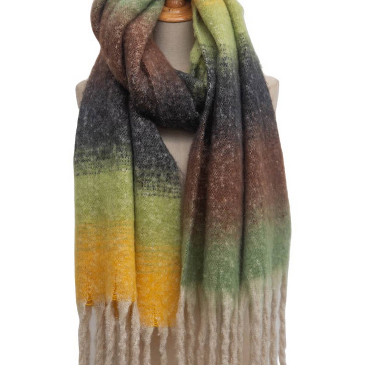 Gradient Chunky Tassel Scarf - Autumn and Winter