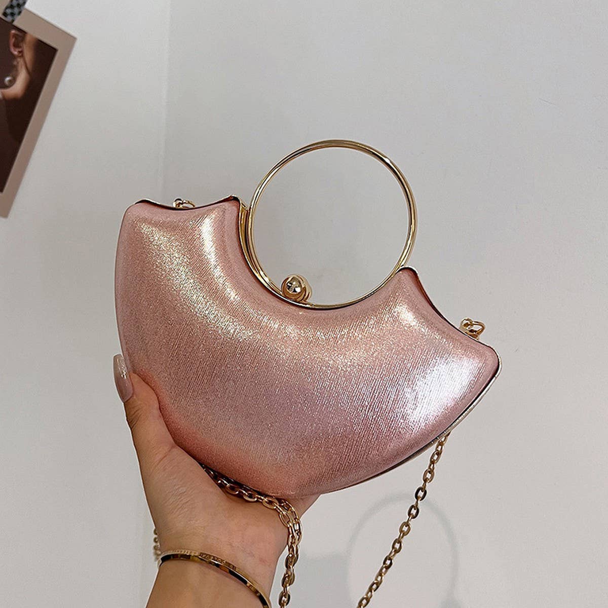 FINE GLITTER LADY EVENING BAG CHAIN CLUTCH BAG_CWAB3242