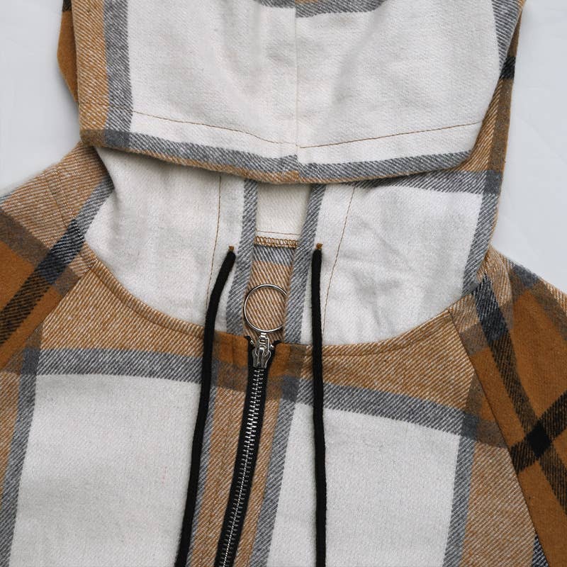 VINTAGE CLASSIC PLAID LONG LOOSE CASUAL HOODIE