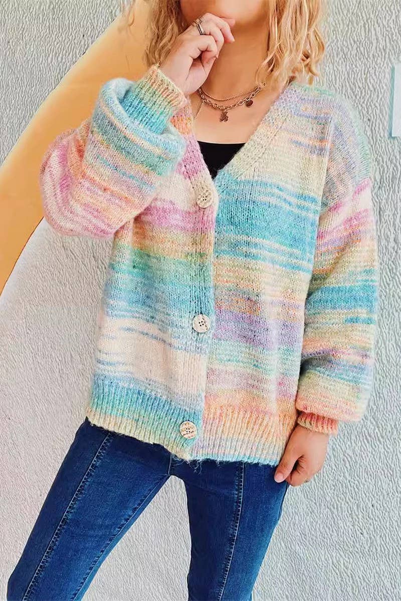 Sweet knit cardigan in tie-dye candy color