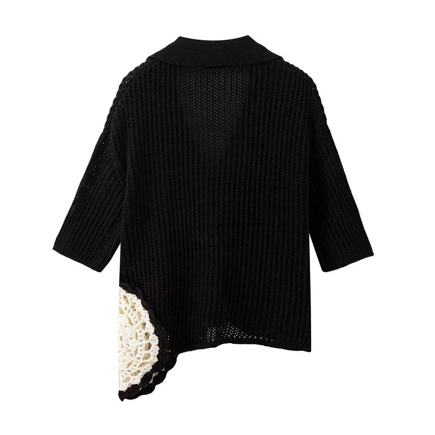 Short sleeve contrasting asymmetrical knitwear