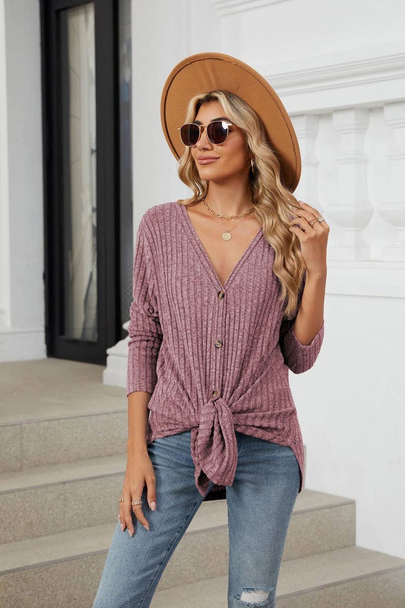 CWOCAL1348_SOLID COLOR BUTTON CASUAL LONG SLEEVE CARDIGAN