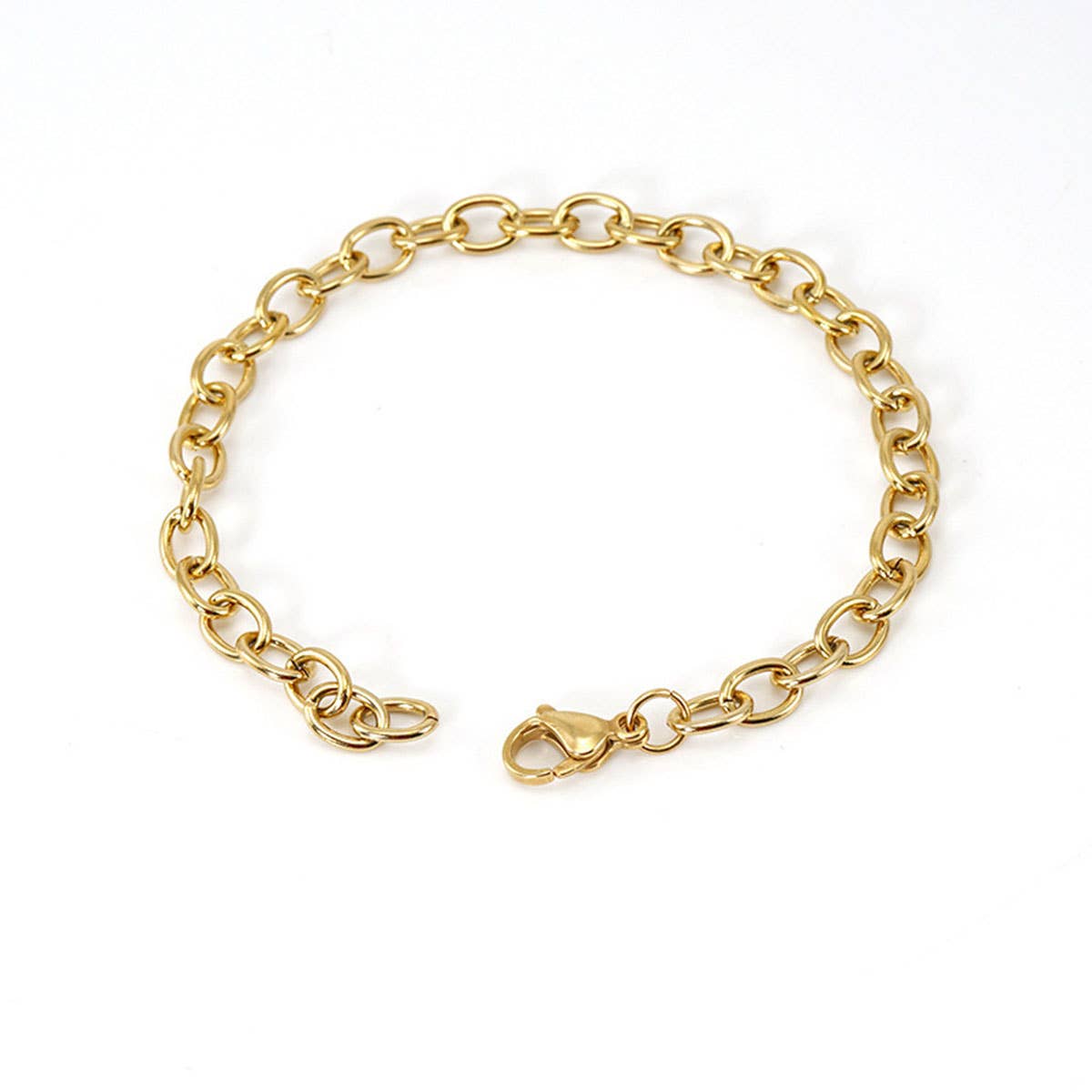 Stainless steel all-match 18K gold O-chain bracelet
