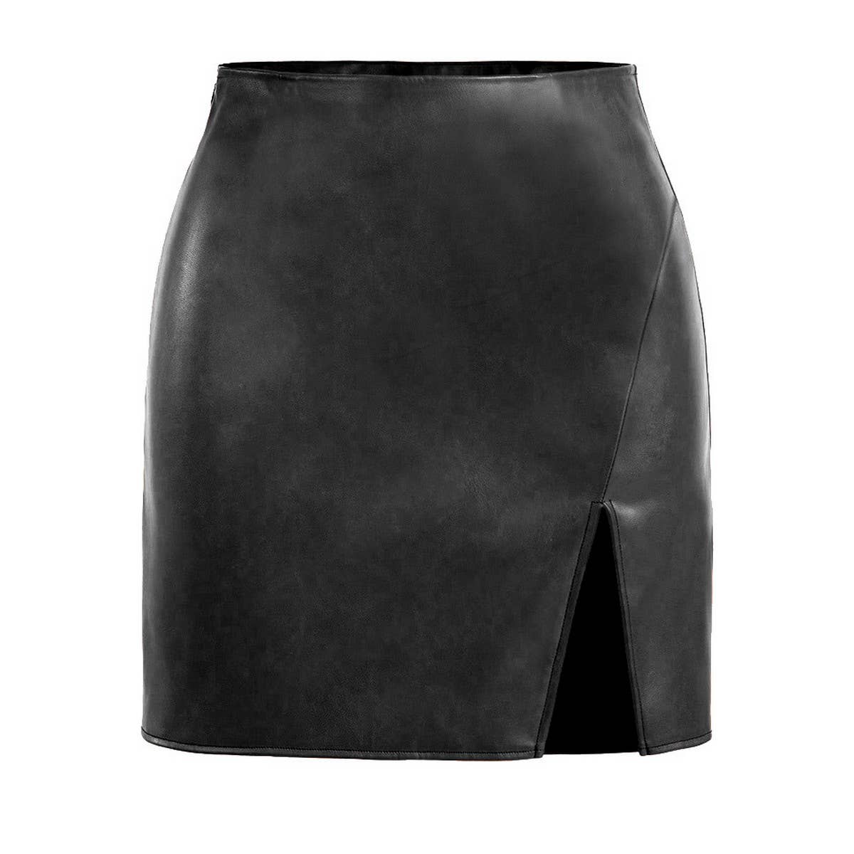 HIGH WAIST ZIPPER HIP SKIRT PU LEATHER SKIRT