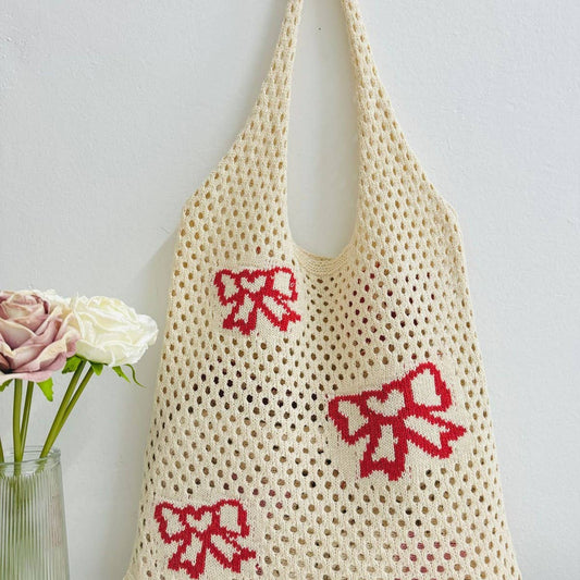 CWAB4580_BOW KNITTED WOVEN BEACH SHOULDER BAG