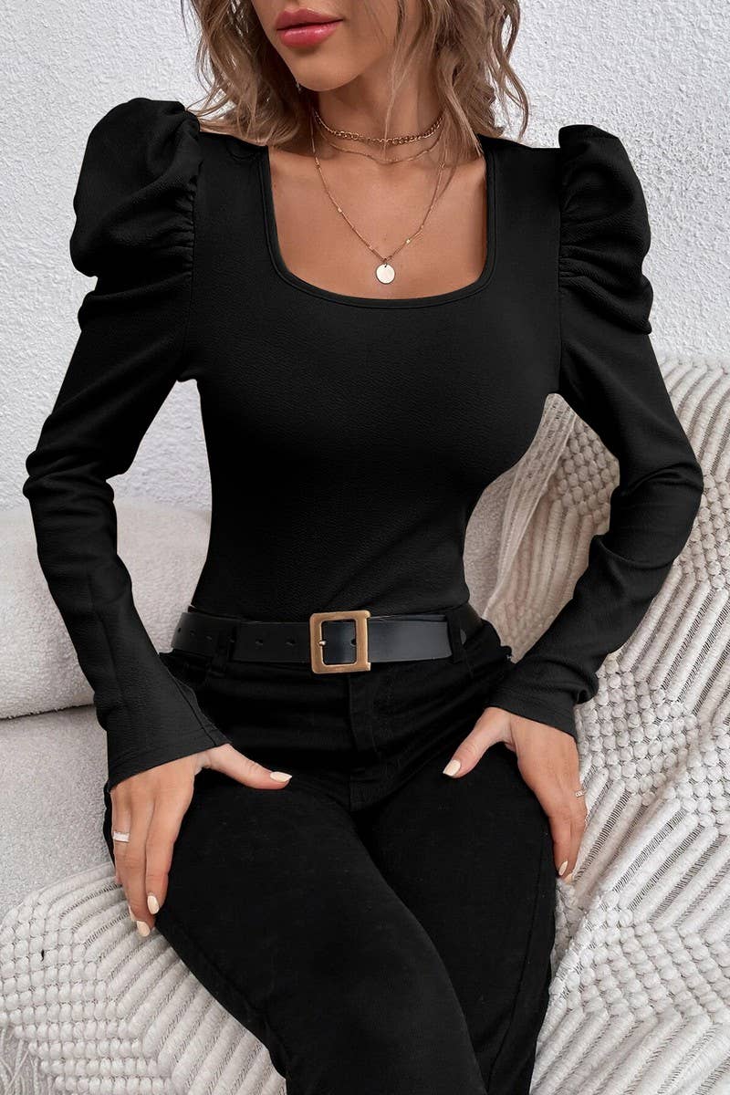 STYLISH SQUARE NECK SLIM KNIT LONG SLEEVED SHIRT_CWTSTL1096