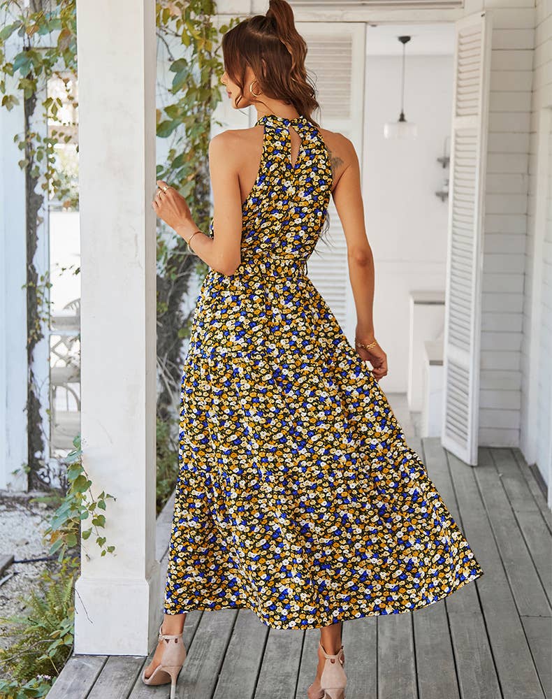 NECKLINE FLORAL HEMLINE DRESS