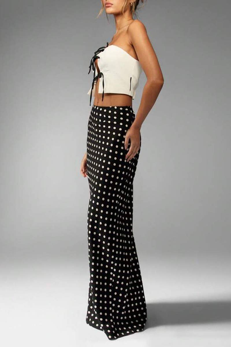CWBLS0654_SUMMER TEMPERAMENT SLIM POLKA DOT SKIRT