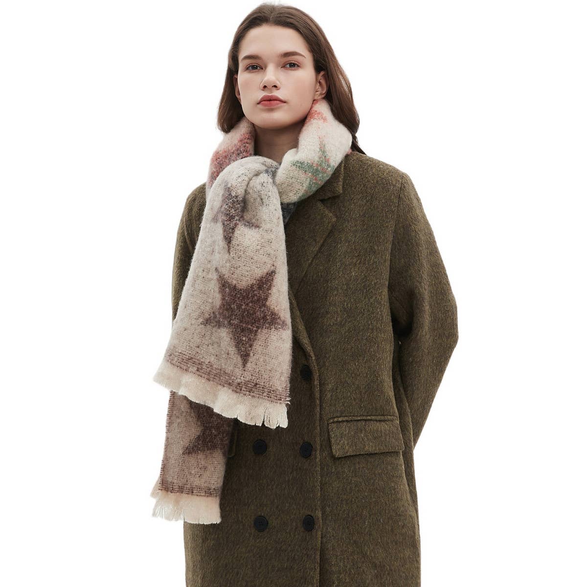 Star Gradient Scarf ??Jacquard Winter Wrap_CWASC0859