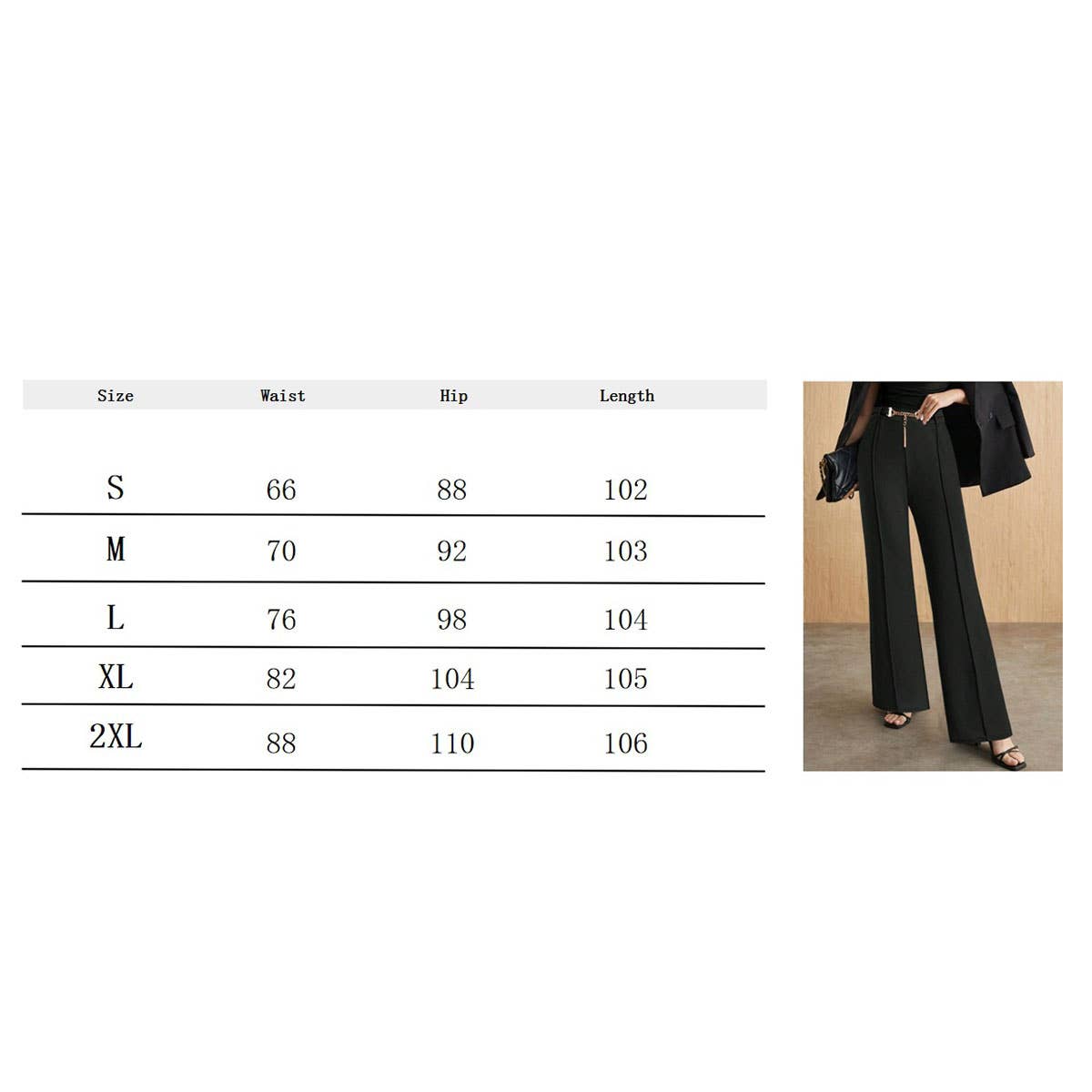 PAIR METAL BELTS HIGH-WAISTED STRAIGHT-LEG PANTS