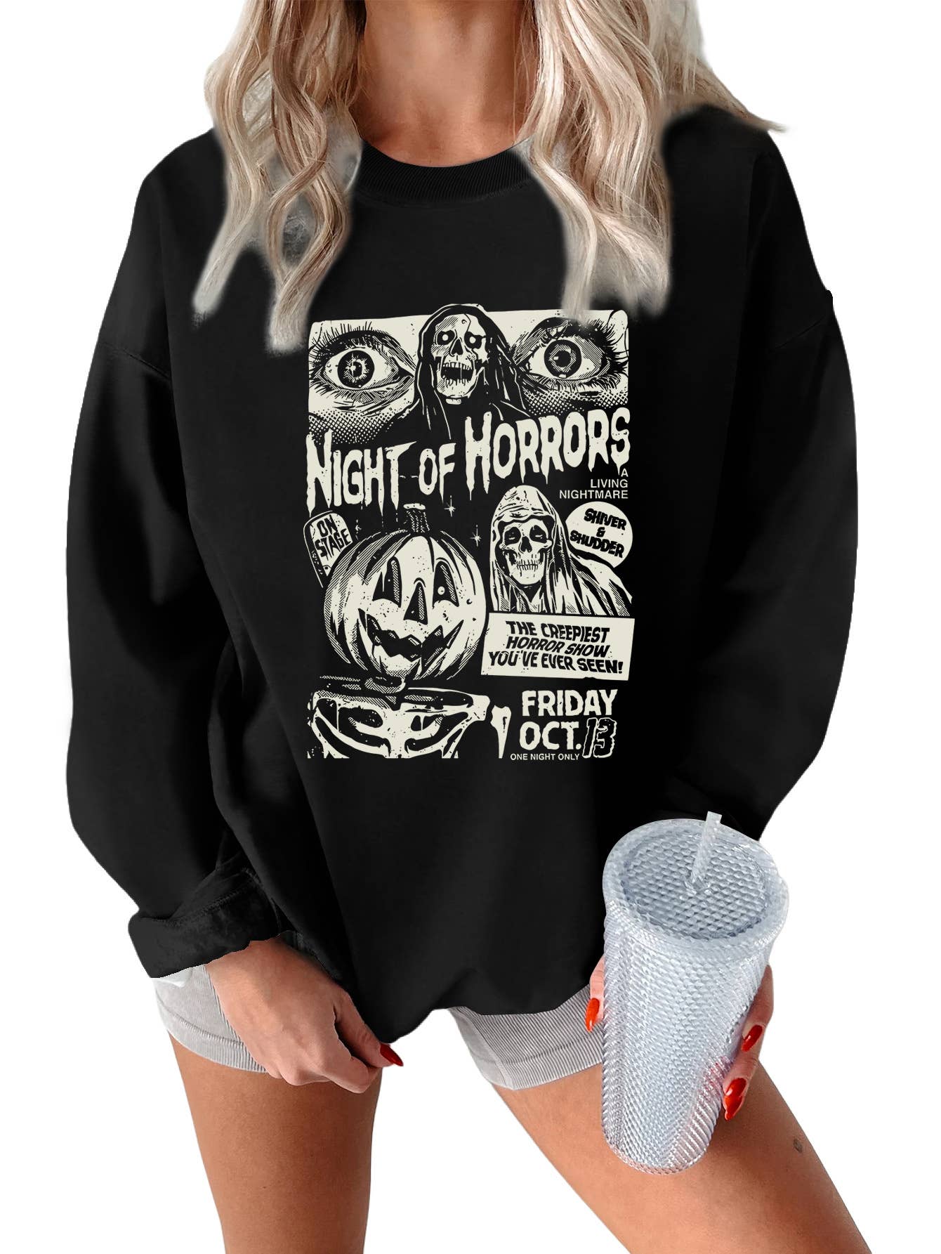 Hight of horrors Halloween print warm hoodie