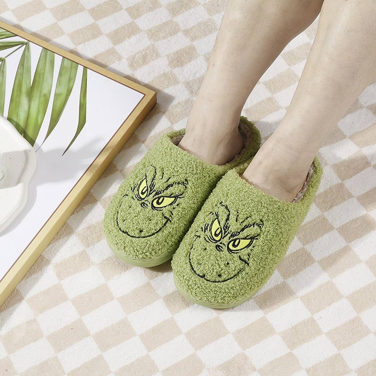 NEW CHRISTMAS GRINCH WARM COTTON SLIPPERS