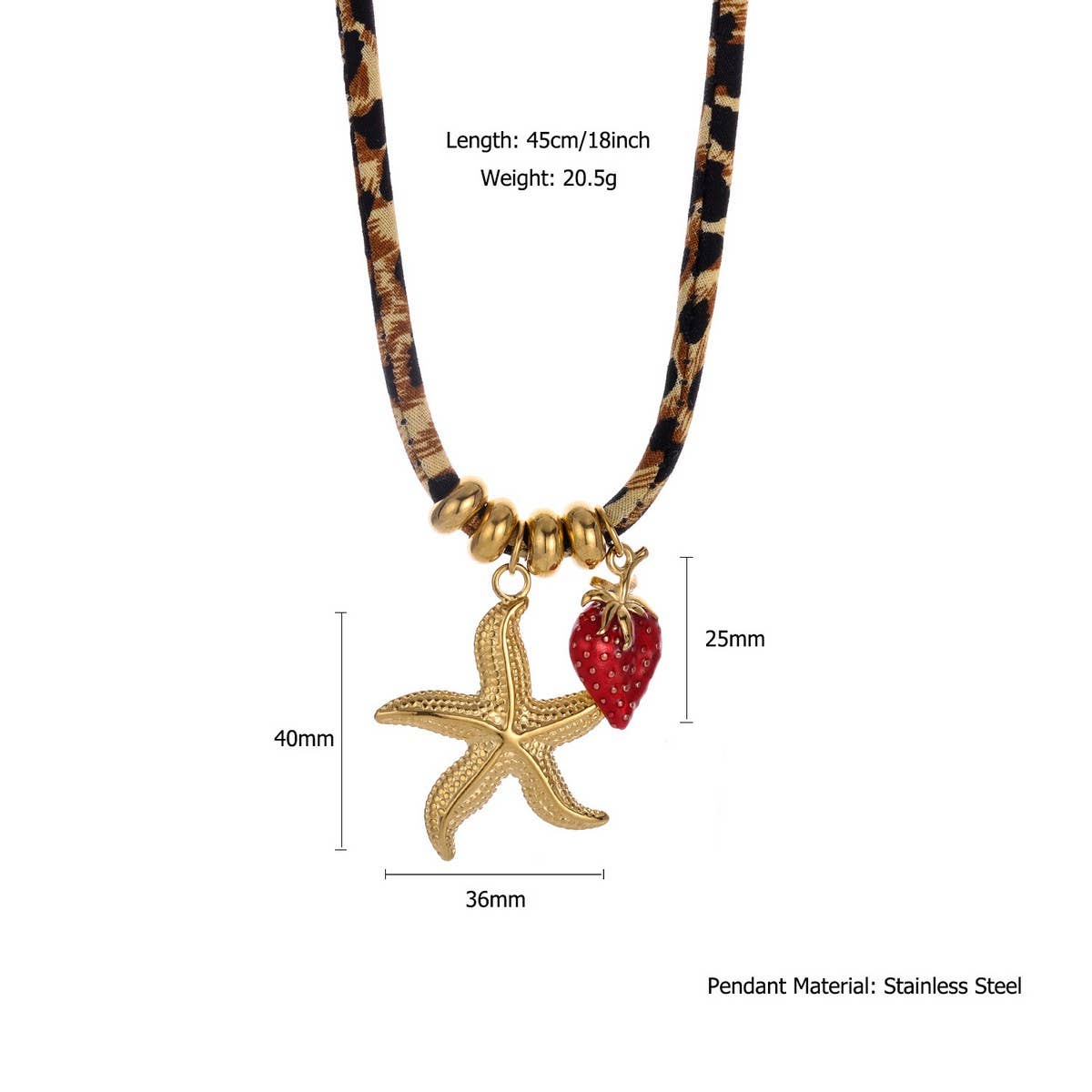 Ocean Rope Necklace with Starfish & Fish Charms_CWMM8813